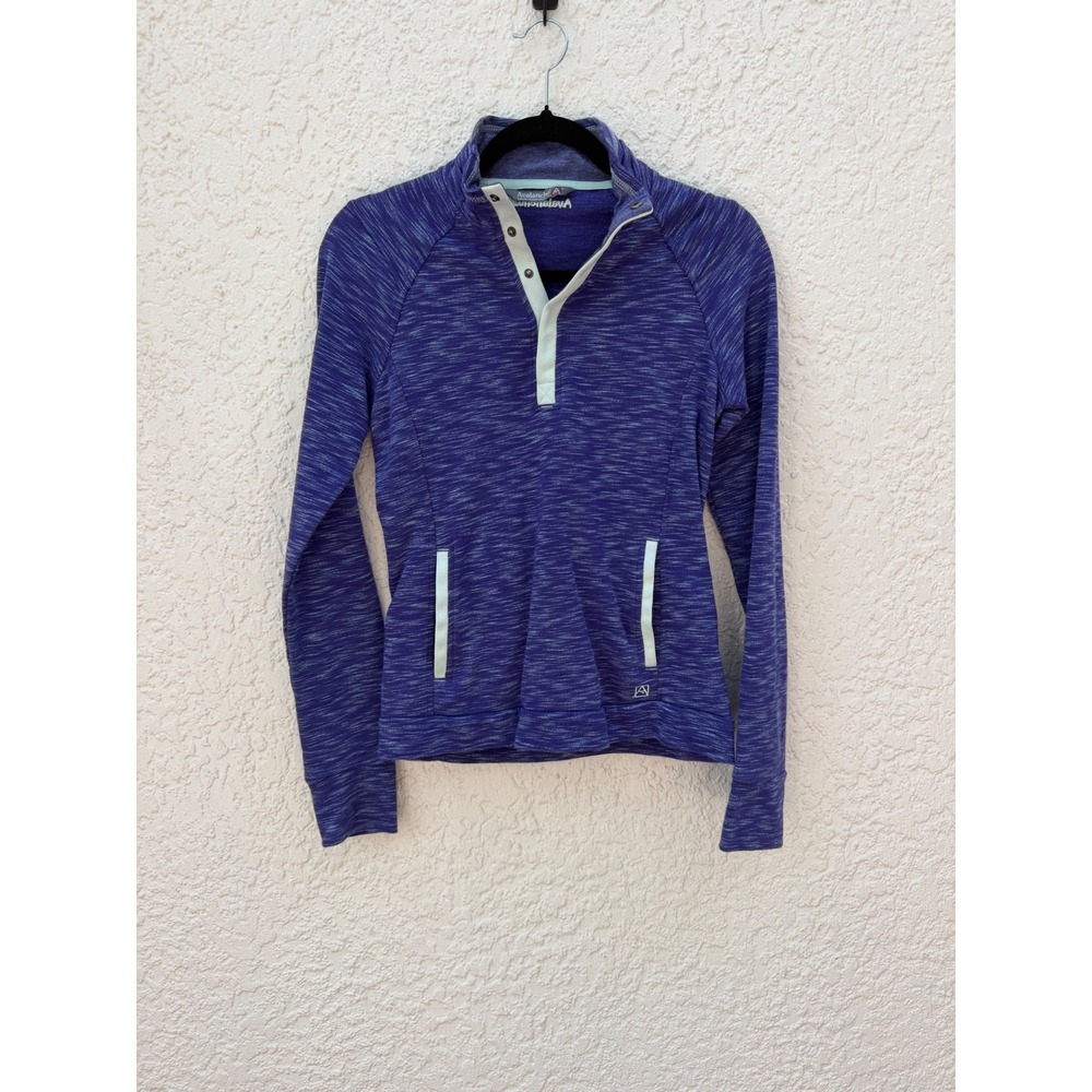 Avalanche Women Purple Space Dye Snap Neck Pullover Top Size S 1140953